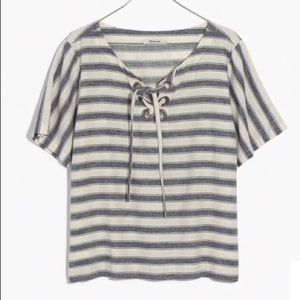 Madewell Stripped Lace Up Top